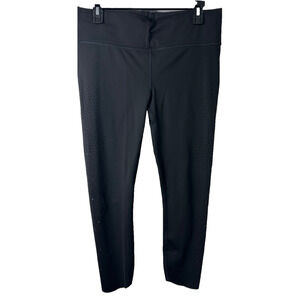 Athleta Leggings Women’s M Black Crop Mesh Trim High Rise Stretch Activewear C24